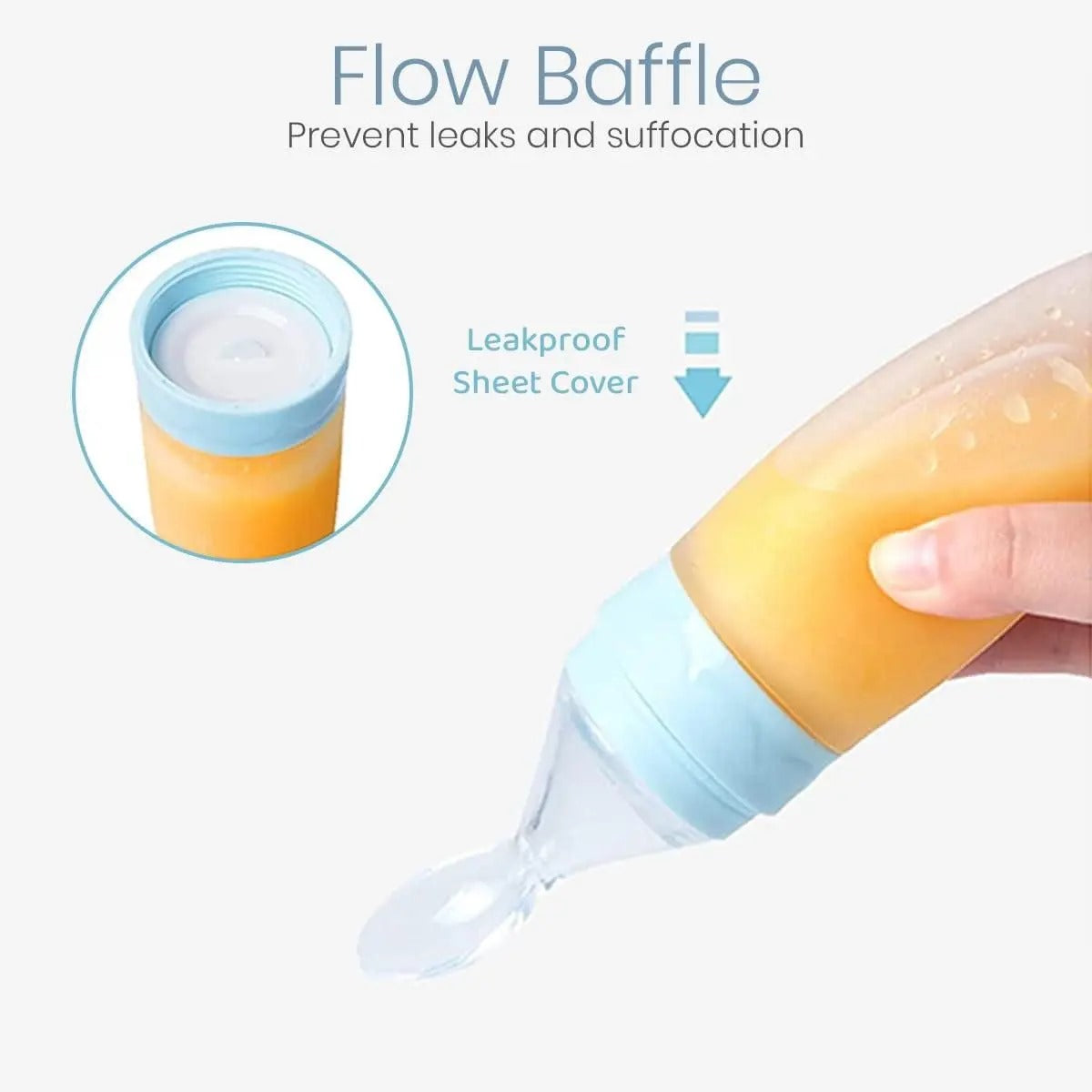 All-in-One Silicone Baby Feeding Spoon Bottle – No Mess, Just Squeeze & Feed!