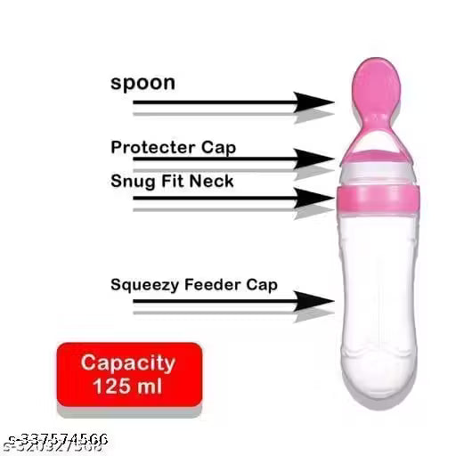 All-in-One Silicone Baby Feeding Spoon Bottle – No Mess, Just Squeeze & Feed!