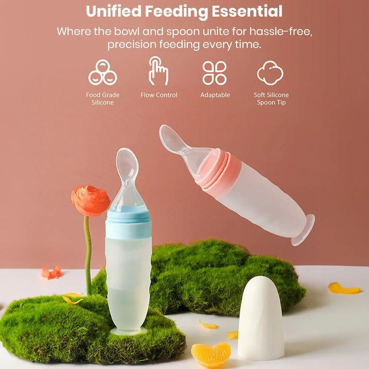 All-in-One Silicone Baby Feeding Spoon Bottle – No Mess, Just Squeeze & Feed!